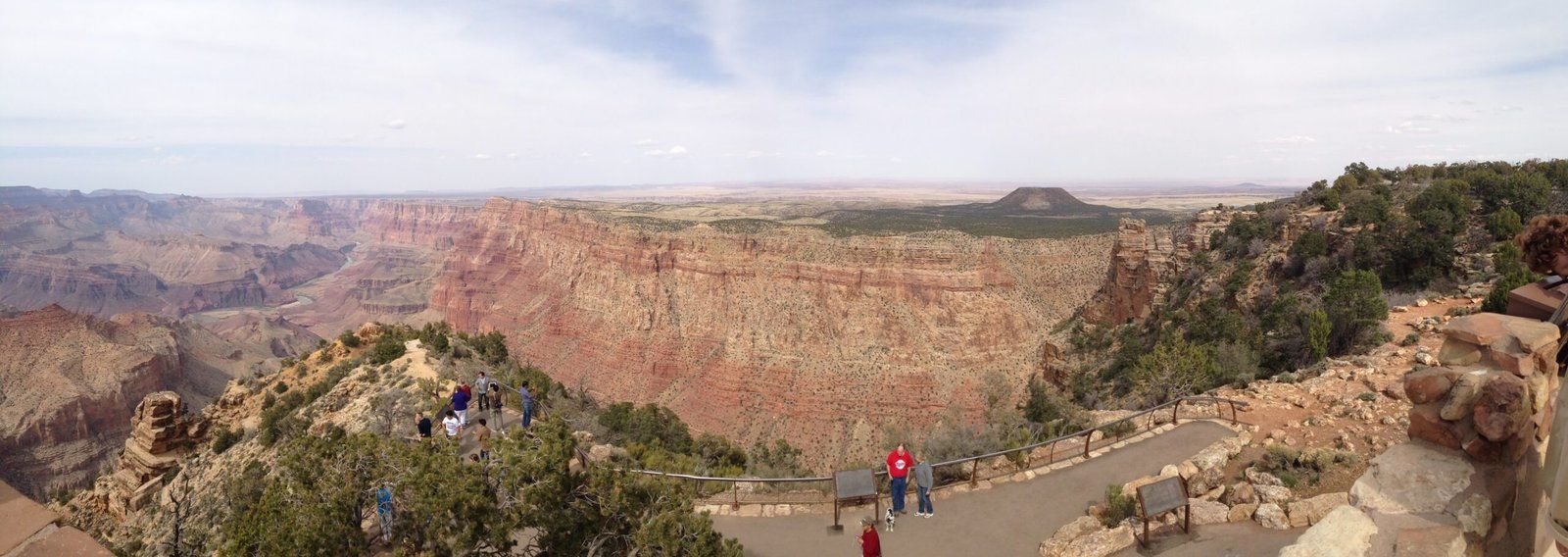 Visitors at an overlook on the rim of the Grand Canyon